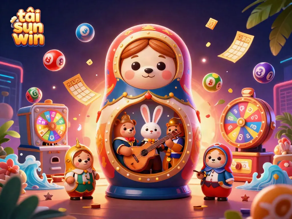 Experience the excitement of tải sun win with a dynamic 3D casino scene featuring vibrant characters and game elements.