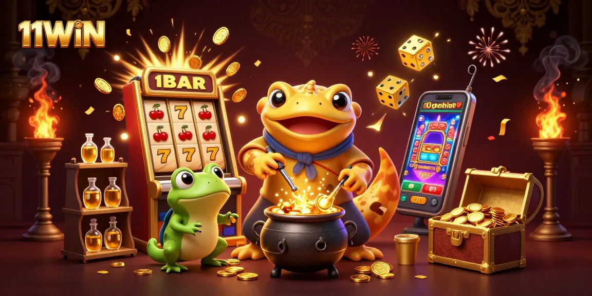 Experience thrilling games at 11WIN with exciting slots, golden coins, and dynamic casino elements.