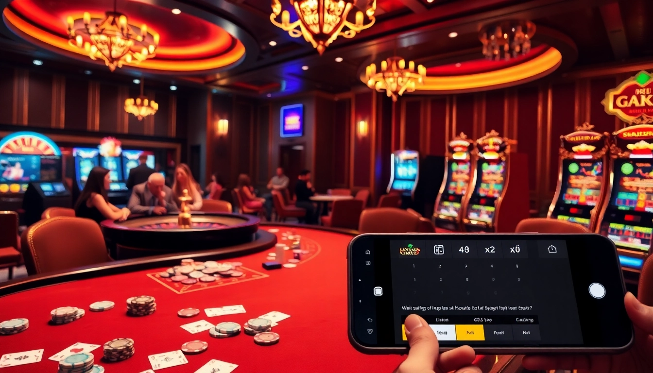 Engaging in an exciting poker game at https://lucky88qq.com/, surrounded by luxury casino elements.