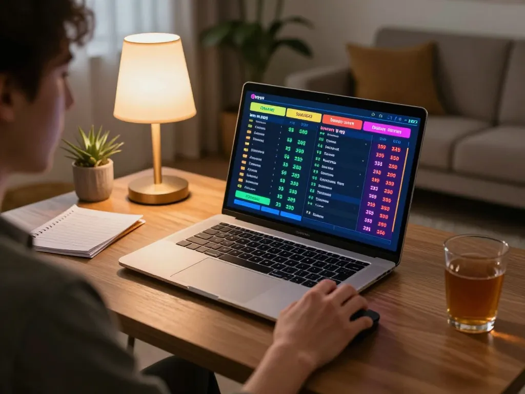 Engaging in sports betting at home, the player experiences Đăng ký Lu88 while analyzing odds on laptop and preparing for the game.