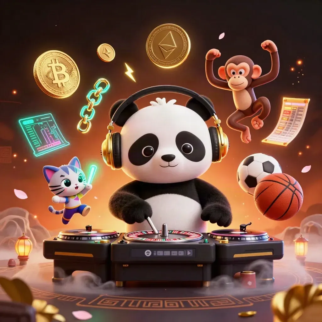 Dj-panda, breakdancende aap en glow-stick kitten met roulette, munten en sportprops.