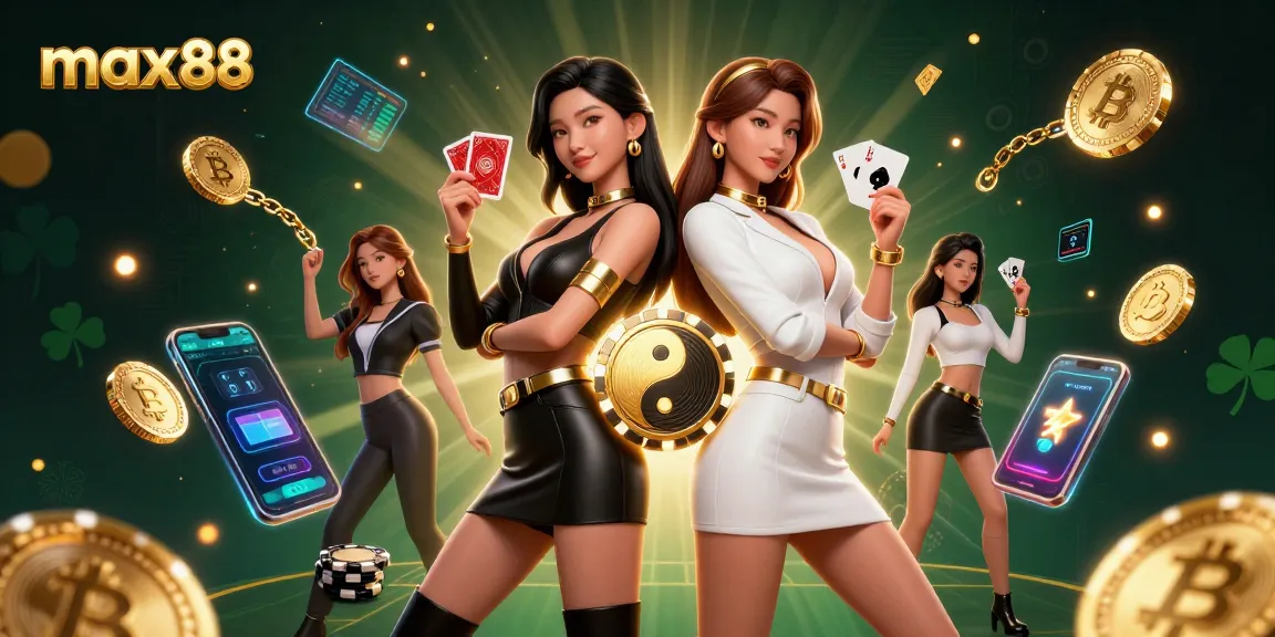 Experience max88 with stunning twin Asian women showcasing exciting gambling elements and vibrant casino details.