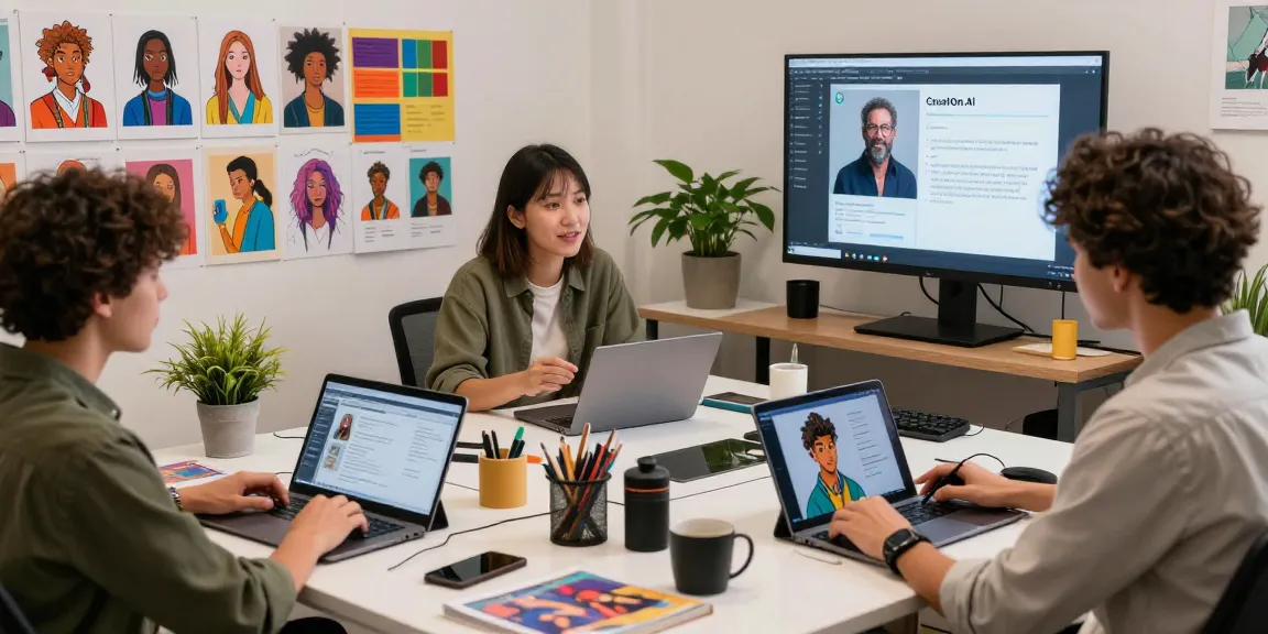 Engaging NSFW character AI interactions in a modern digital art studio.