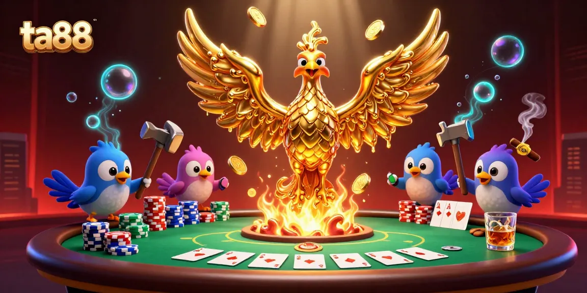 Bet big with the ta88 golden phoenix, showcasing an exciting poker game environment.