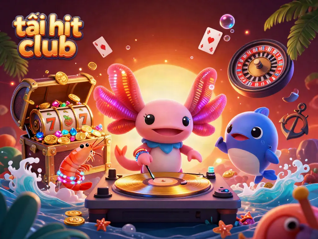 Play slots and experience the tropical thrill with tải hit club in a lively underwater casino scene.