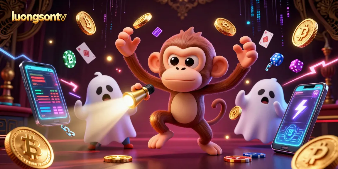 Experience thrilling gaming at luongsontv with a ghostly monkey juggling golden casino treasures.