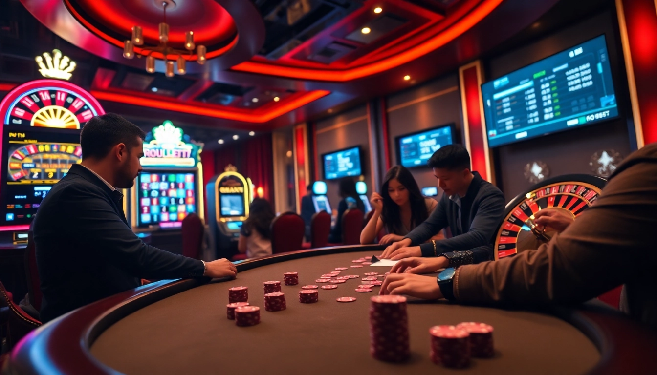 Intense players strategizing at a poker table while enjoying casino games at https://oxbet89.com/.