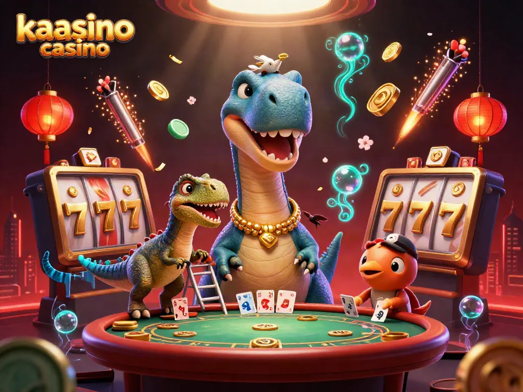 Experience top gaming fun at kaasino casino with a vibrant and dynamic online gaming illustration.