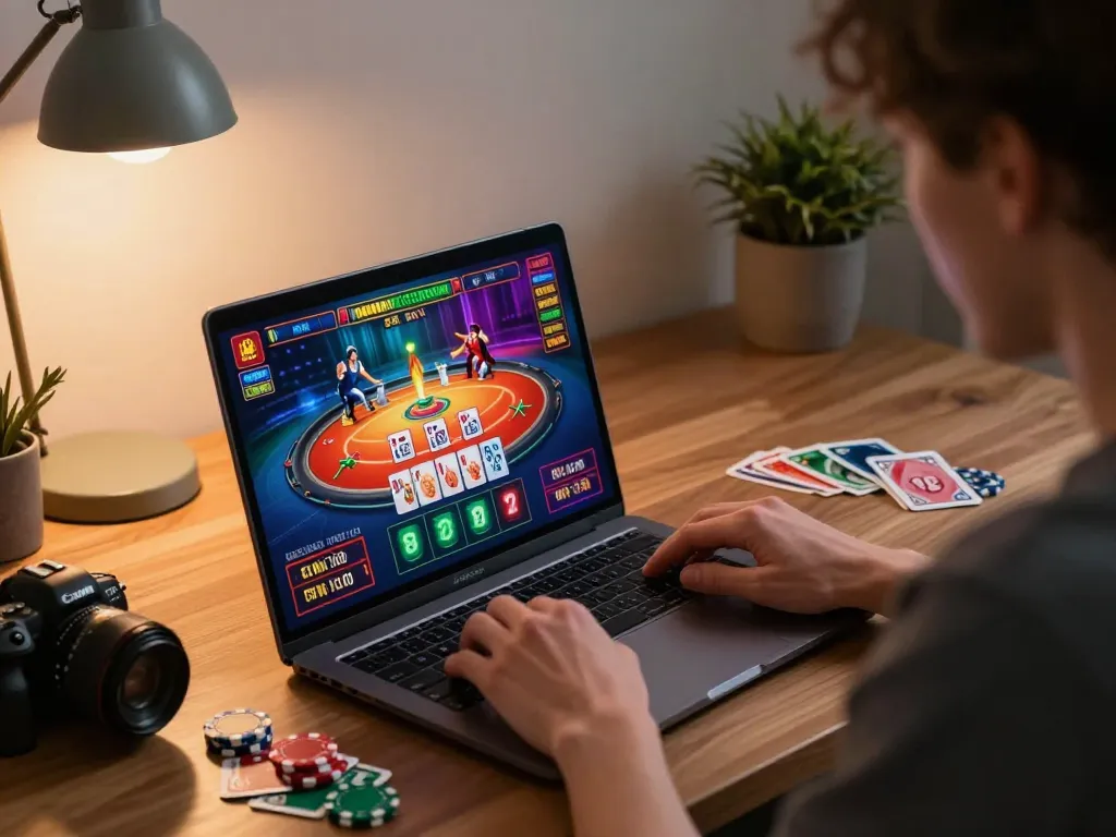 Engaging online gambling experience with tic88 showcasing table games on a sleek laptop
