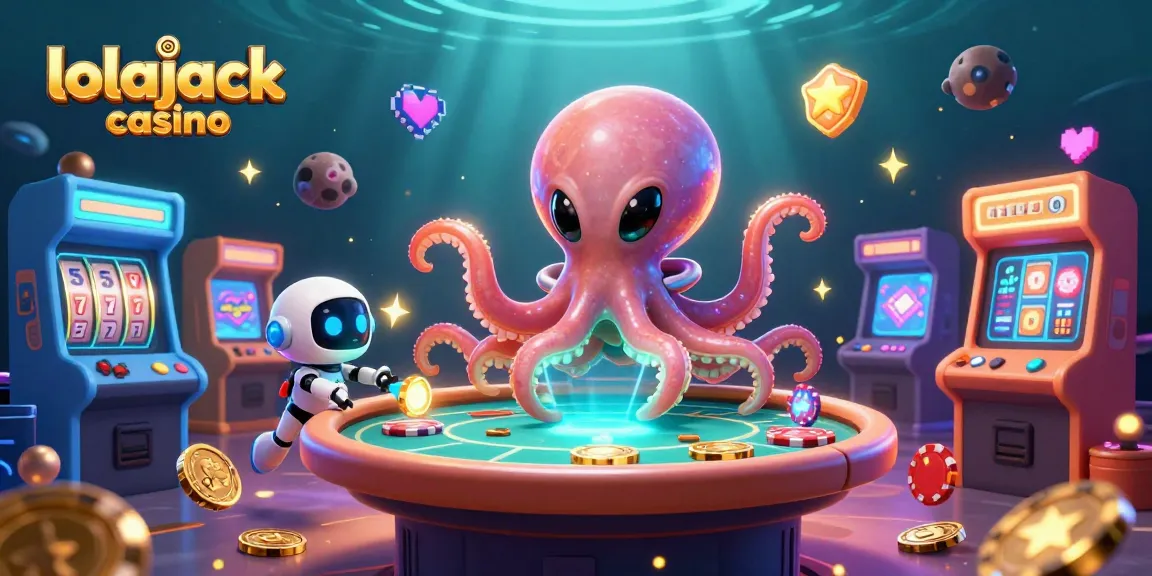 Experience the excitement of lolajack casino with vibrant slots and holographic games in a dynamic 3D scene