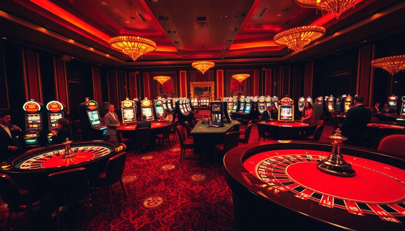 Exciting gaming experience at https://fabet3.com/ showcasing roulette, poker, and vibrant slot machines.
