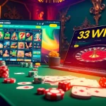 Experience thrilling games at 33WIN online casino with exciting poker chips and casino tables.