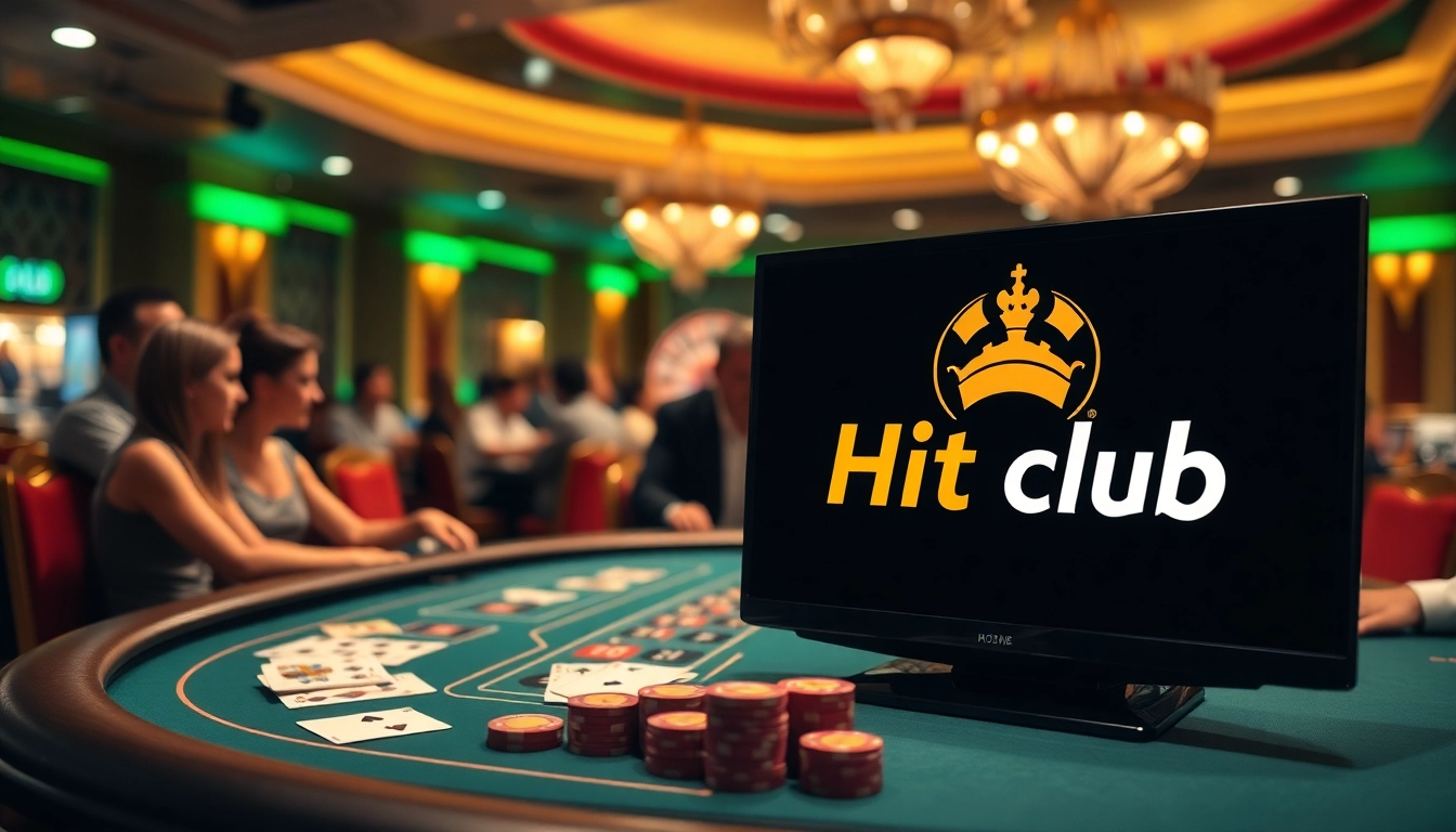 Hit club players enjoying a thrilling casino experience with premium game tables and rich colors.