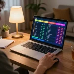 Engaging in sports betting at home, the player experiences Đăng ký Lu88 while analyzing odds on laptop and preparing for the game.