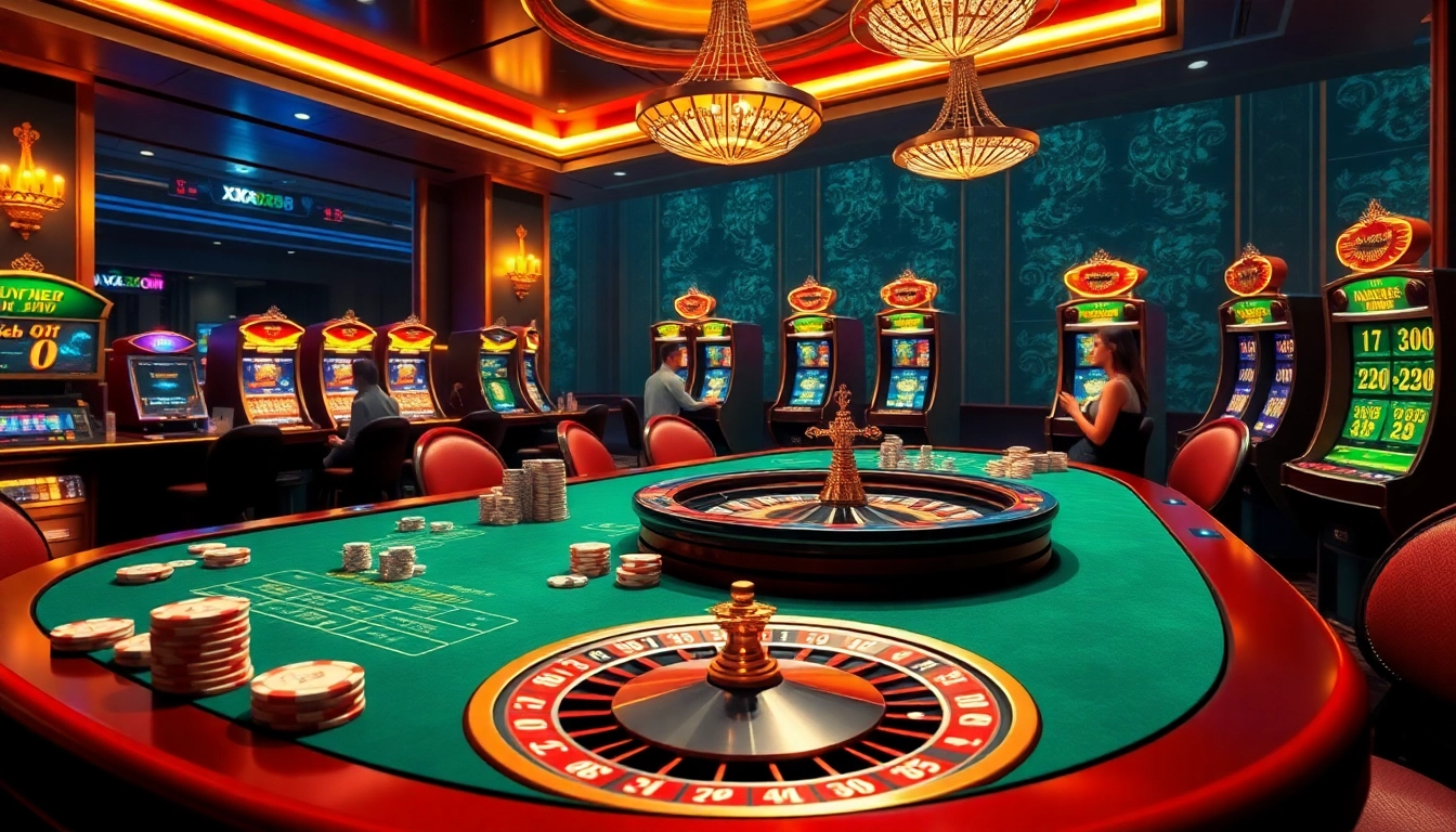 Experience the thrill of online gaming at trang chủ XX88 with luxurious casino elements and engaging players.