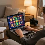 Betrokken gameplay op Wettson Casino in een gezellige thuisomgeving met een laptopinterface.