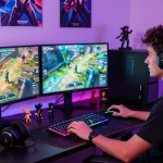 Player enjoying HITCLUB gaming experience with immersive setup and dynamic atmosphere.