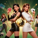 Experience max88 with stunning twin Asian women showcasing exciting gambling elements and vibrant casino details.