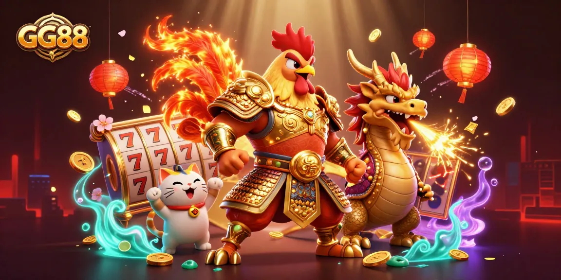 Experience the thrill of GG88 with a dynamic casino illustration featuring captivating characters and rich gameplay elements.