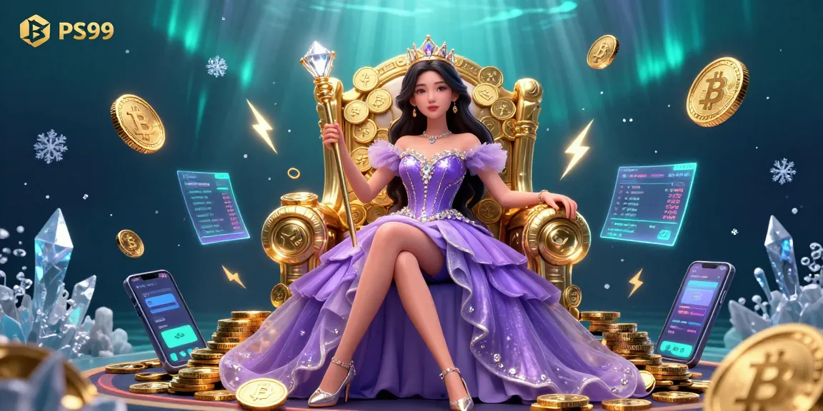 Experience the excitement of PS99 with a glamorous casino illustration featuring vibrant gaming elements.