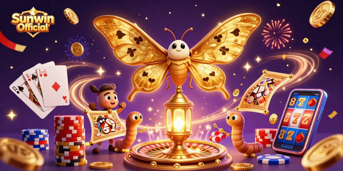 Experience the excitement of Sunwin Official with stunning casino elements in a vibrant 3D illustration.