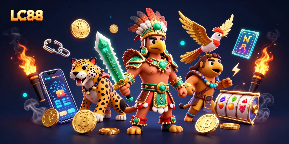 Engage with LC88's vibrant gaming adventure featuring unique characters and dynamic crypto elements.