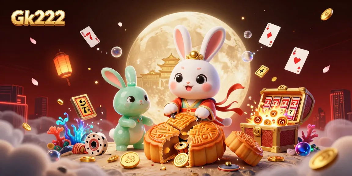 Spin to win at Gk222 Casino with vibrant illustrations of a golden rabbit and unique gaming features.