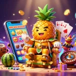 mb66's vibrant 3D casino scene with a golden pineapple king, lively game elements, and engaging visuals.