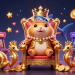 Engage in the vibrant world of MAN88 with a dynamic illustration showcasing a golden hamster king in a 3D cartoon casino setting.