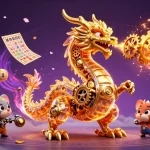 Play the exciting casino games at hm88 with vibrant lottery balls and a fantastical dragon scene.