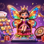 Experience the vibrant world of Sunwin with an enchanting casino illustration featuring a butterfly queen and thrilling gaming elements.