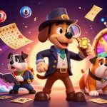 Explore 789win's vibrant casino scene with a cartoon detective and engaging gambling elements.