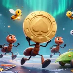 Experience exciting gameplay at uk88 featuring ants on a gold poker chip heist surrounded by dynamic sports elements.
