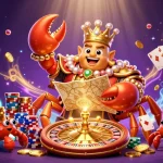 ZBET players enjoying dynamic casino action with golden crab emperor, vibrant game elements, and winning excitement